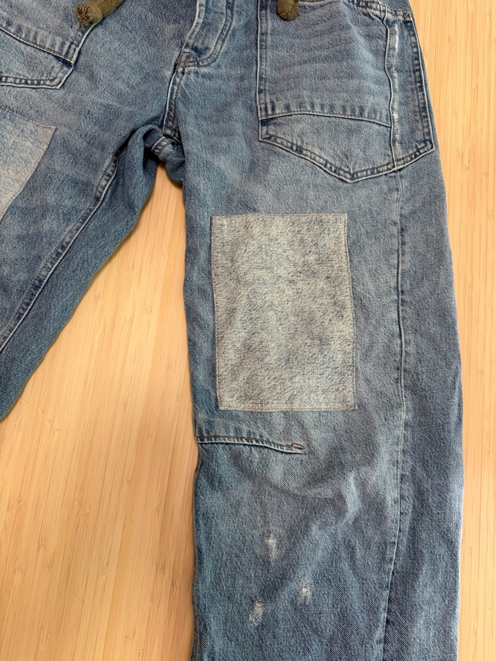 Free People Moxie Blue Patchwork Barrel Jeans - Picture 3 of 7